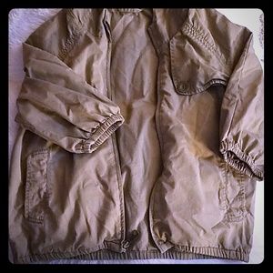 Army green light jacket.